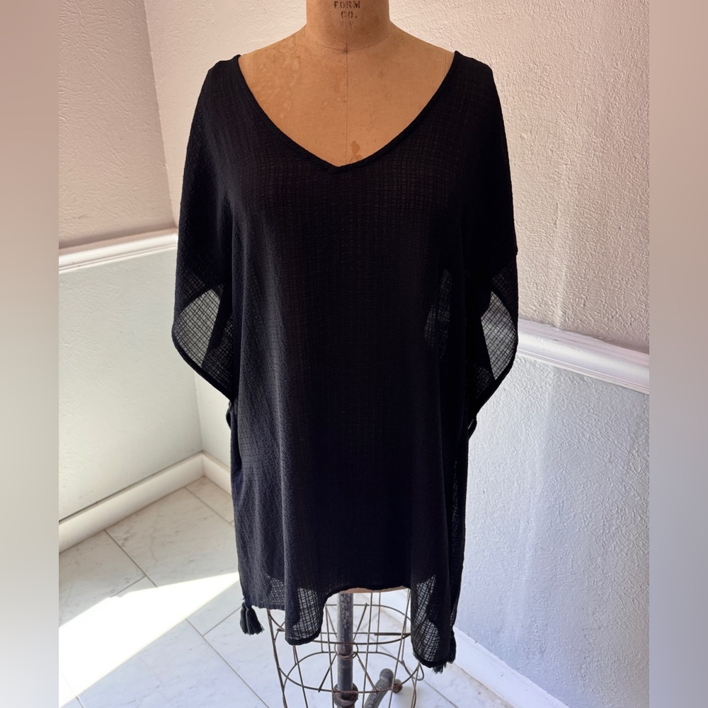 Kona Sol Black V-Neck Swim Cover-Up